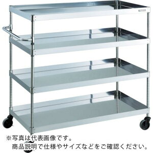 TRUSCO ステンレス製ワゴン クリーンフェニックスワゴン SUS430 W900×D600×H1200 4段 ( CPE4-1294 ) トラスコ中山(株)