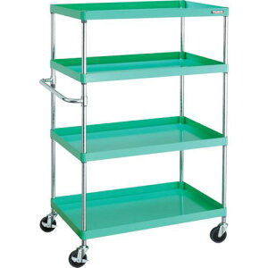 TRUSCO ツールワゴン フェニックスワゴン 省音 900X600XH1500 4段 ヤンググリーン ( PEW-1594-YG ) トラスコ中山(株)