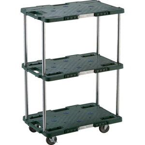 TRUSCO 樹脂製台車 ルートバン 3段式 400X600 4輪自在ストッパー付 緑 ( MPB-603JS-GN ) トラスコ中山(株)