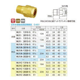 オンダ製作所 ダブルロックジョイント WJ1型 テーパおねじ 黄銅 共用 WJ1-1313-S R1/2x13A
