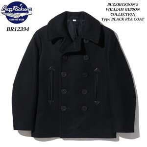 BUZZ RICKSON'S WILLIAM GIBSON COLLECTION BLACK PEA COAT oYN\Y ECA Mu\ BR12394