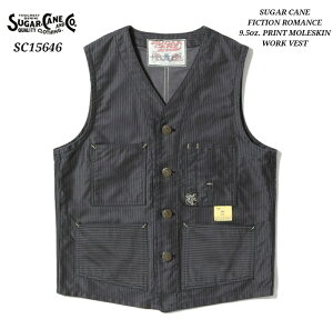SUGAR CANE FICTION ROMANCE 9.5oz. PRINT MOLESKIN WORK VEST �V���K�[�P�[�� ���[���X�L�� ���[�N�x�X�g SC15646