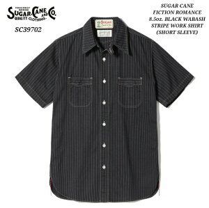 SUGAR CANE FICTION ROMANCE 8.5oz. BLACK WABASH STRIPE WORK SHIRT (SHORT SLEEVE) �V���K�[�P�[�� �E�H�o�b�V�� ���[�N�V���c SC39702
