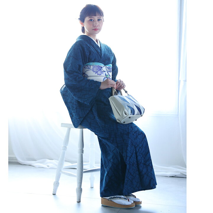 楽天市場】藍染め 正藍 阿波しじら織り 木綿 着物 夏着物 浴衣  