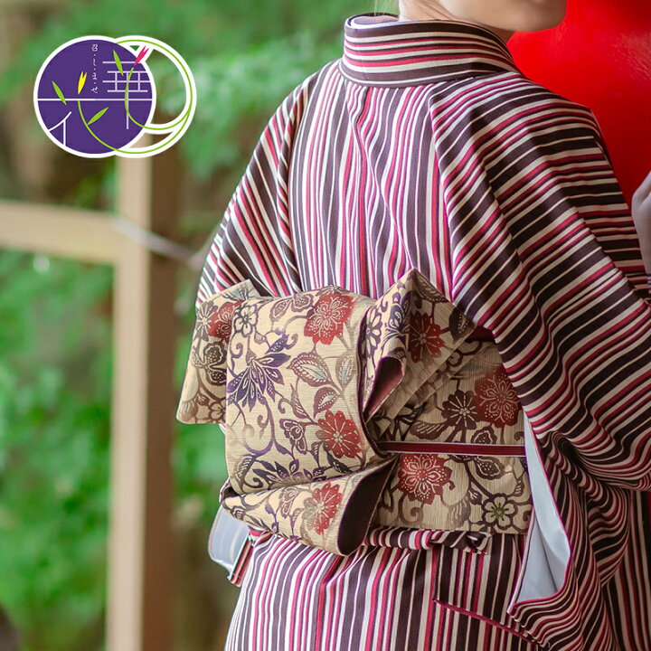 楽天市場】半幅帯 レッド 赤 ベージュ 《召しませ華》お仕立て上がり  