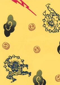 手ぬぐい 梨園染め「雷様 771」《戸田屋商店》黄色/雷神/手拭い/てぬぐい【メール便OK】【TD】