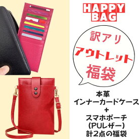 【ポイント5倍♪12/11迄】アウトレット【福袋】 カードケース 薄型 本革 インナーカードケース 片面9枚 スマホポーチ スリム 薄い ウォレットイン 長財布に入れる カード入れ スマホショルダー プレゼント ギフト クレジットカードケース カードホルダー