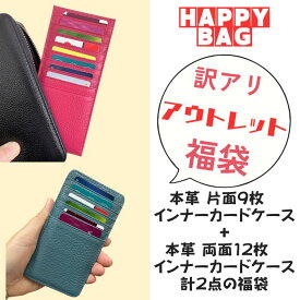【ポイント5倍♪12/11迄】アウトレット【2枚セット】 カードケース 薄型 本革 インナーカードケース 9枚 片面 スリム 薄い 両面12枚 ウォレットイン 長財布に入れる カード入れ 旅行用 プレゼント ギフト カードホルダー かーどけーす レザー
