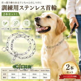 2本セット！訓練用首輪 犬用品 犬 首輪 ステンレス チェーン 引っ張り しつけ用 訓練 トレーニング 大型犬 簡単装着 中型犬 ベルジアン・マリノア ゴールデンレトリバー ロットワイラー