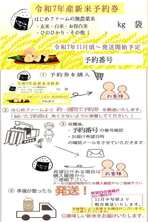楽天市場】【令和7年産予約券】無農薬 玄米 30kg 新米 予約販売 