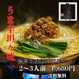 中洲　飯屋「楽」より（送料無料）【もつ鍋セットうま辛坦々味2〜3人前】本場博多もつ鍋　お歳暮　贈答品