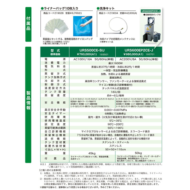 楽天市場】精和産業 溶剤再生機 アンコール URS500CE-SIJ S193500 
