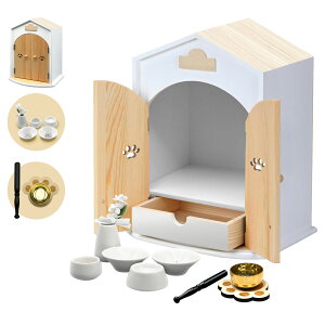 【10/30限定●ポイント5倍】ペット仏壇セット 仏壇 仏具 おりん 日本製仏壇 燭台皿 ロウソク立 香皿 香立 供物皿 水入れ 花立 造花 8点セット 陶器 おりん お鈴 りん棒 リン棒 犬 猫 可愛い 祭