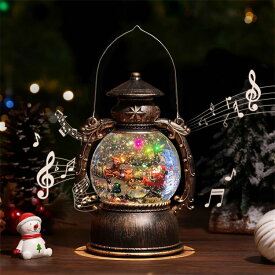 【即納】スノードーム Lewondr クリスマスオルゴール スノーグローブ LEDライト付き 8曲自動ループ クリスマス置物飾り 雪景色ボール 提灯型オルゴール インテリア クリスマスプレゼント 雪だるま＆モミの木
