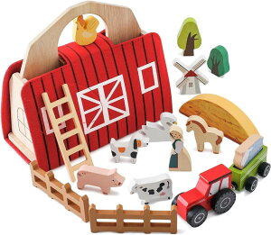 _ ςݖ ؐ oXQ[ wooden farm toys  tFg[P[X e\b[ ؐ  q 1 2 3 j̎q ̎q Ԃ `F J wP m