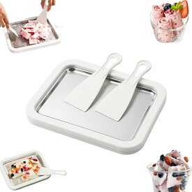 ロールアイス アイスクリームメーカー キッチン おもちゃ クッキングトイ 電源不要 304ステンレス ヘラ2本付き 親子DIY ホワイト | ロールアイス 作り方 クッキングトイ 冷凍庫 手作りアイス 女の子 22×17.5×3.5cm 丸洗い 手作りスイーツ 子供 女の子 男の子 プレゼント