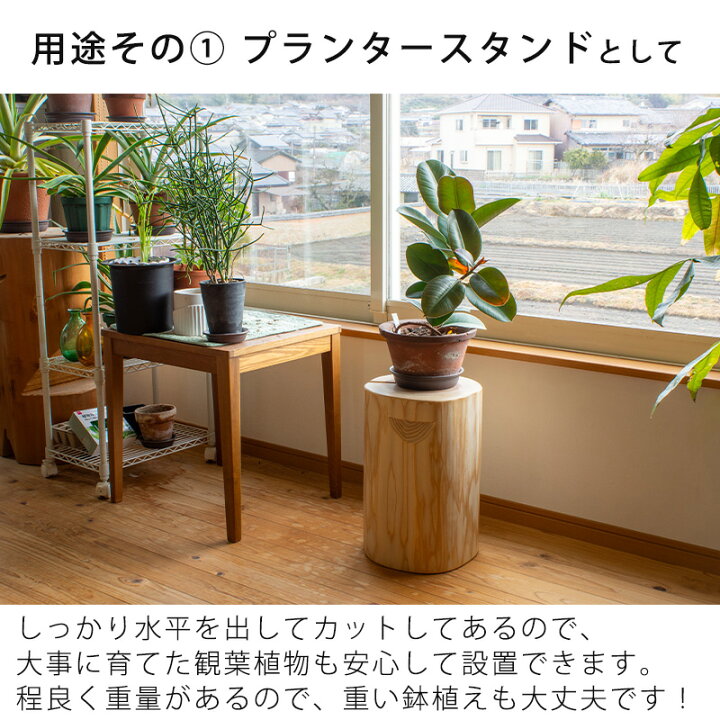 楽天市場】吉野杉 間伐材の丸太スツール 椅子 プランターシェルフ 