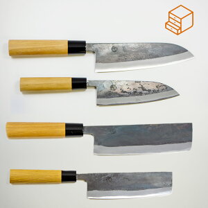 黒打 包丁 三徳 菜切包丁 小三徳 小菜切 135mm 165mm 白紙鋼 タダフサ x 箱屋の八代目オリジナル