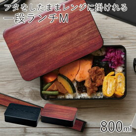 弁当箱”HAKOYA 一段ランチM GRAIN 800ml”シンプルな木目がおしゃれ1段 シリコンパッキン電子レンジ対応 食洗器対応日本製 LUNCH BOX