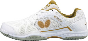 Butterfly(バタフライ) 卓球 靴・シューズ レゾライン リフォネス 部活 試合 練習 トレニーング メンズ・レディース 男性用・女性用 93620 【ホワイト/ゴールド】 白 金 {SK}