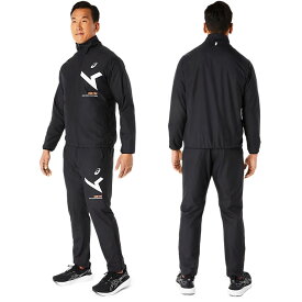 ◆当日出荷◆ アシックス ウインドブレーカー 上下 メンズ セットアップ ジャージ 裏起毛 asics A-I-M裏トリコット トレーニングウェア 上下セット ジャケット & ロングパンツ 【ブラック】2031E272 2031E273 ウォーミングアップ 裏トリコット メンズ 黒 男性用 {SK}