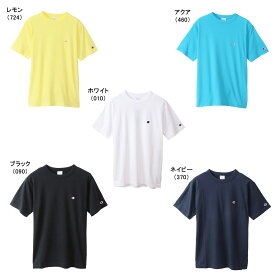 ◆あす楽◆ Champion(チャンピオン) バスケットボール ウェア プラクティスウェア 練習着 プラT Tシャツ 半袖＜ショートスリーブ＞ジム フィットネス メンズ 男性用 C3P300 C3-P300 黄 水色 紺 黒 白 レモン ホワイト ブラック ネイビー ワンポイント カジュアル 21SS {NP}