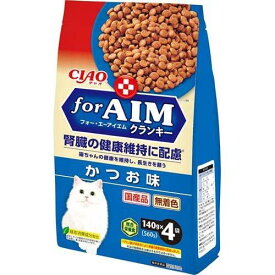 いなばペットフード(株) CIAO FOR AIMクランキー かつお味 140g×4袋 猫用品 フード ドライ 4901133263712 {SK}