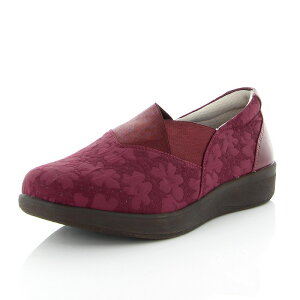 Moonstar(ムーンスター) コンフォートシューズ ウェルル01 【ワインコンビ】 12421372 レディース 女性用 介護靴 ウォーキング 婦人用 スリッポン 抗菌 防臭 軽量 ヒール高3cm 赤 21FW {SK}