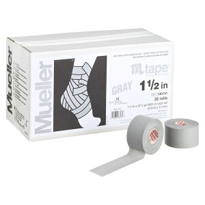 <単品販売>Mueller(ミューラー) トレーニング・フィットネス サポーター・テープ・包帯 Mテープ チームカラー38mm アンダーラップ テーピング 〈はさみ不要・手で切れる〉 【グレー】 メ