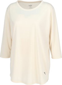 PUMA (プーマ) フィットネス・トレーニング・ヨガ Tシャツ STUDIO (スタジオ) 3/4 Tシャツ レディース 女性用 陸上 マラソン ジョギング ピラティス ジム 【アルペンスノー(87)】 白 524299 {NP}