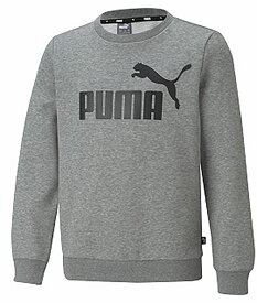 PUMA (プーマ) フィットネス・トレーニング スウェット・トレーナー ESS (エッセンシャルズ) ビッグロゴ クルースウェット ジュニア・キッズ 子供用 ジョギング ランニング ジム 【ミディアムグレーヘザー(03)】 黒 846544 {SK}