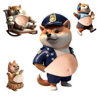 デブ 犬 ぷにぷに 8点セット 柔らかいお腹 おなかぷにぷにシール 3Dお腹 3D マシュマロ ふわふわ もちも…