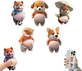ポイント5倍 犬 お腹 シール おなかぷにぷにシール 5枚セット 3D柔らかいお腹 かわいい マシュマロ ふわふわ もちもち もっちりスクイーズ ステッカー シー ル帳 衝突防止 キラキラ 子供 女の子向け DIY用 手帳 水筒 携帯フォトアルバム