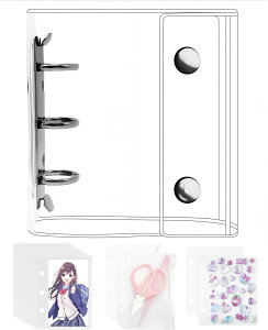 シール帳 プラバン 透明 A8 ミニ バインダー 【リフィル×20枚 チャック付きボケット×2枚 下敷き×2枚】 PPシート カードポケット シール台紙 手帳 プリ帳 カードスリーブ 透明シール帳 はがせ