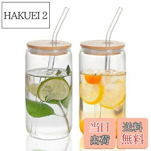 【送料無料】QuiExact ガラスコップ 500ml 2個セット 薄づくり ハイボールグラス 食洗機 電子レンジ対応 耐熱 グラス コップ ストロー付き 蓋付き うすはり タンブラーグラス キャニスターグラ