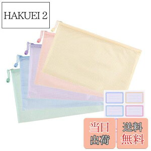 【送料無料】ESJNNK メッシュファイルバッグ A6 5色セット ジッパー付き クリアデザイン 書類整理