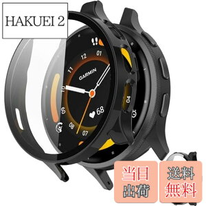 �y���������zINIAYOH For Garmin Venu 3 �J�o�[ �K�[�~�� Venu 3 �ی�P�[�X �����K���X�t�B����+���ϏՌ�PC�t���[�� ���˒ጸ �w��h�~ �y�ʃX�����݌v (�u���b�N)