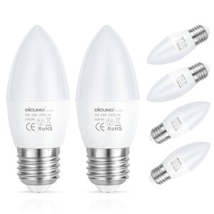 【送料無料】DiCUNO LED電球 E26口金 シャンデリア 5W 40W白熱電球相当 450LM 昼白色 5000K Ra98+ 高演色AC100V-240V 非調光 6個入