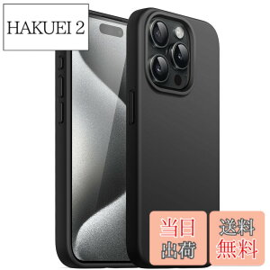 �y���������zJETech iPhone 15 Pro 6.1�C���`�p �V���R���P�[�X �V���L�[�\�t�g�^�b�`�t���{�f�B�ی�P�[�X�ϏՌ��J�o�[ (�u���b�N)