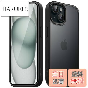 �y���������zJETech �}�b�g�P�[�X iPhone 15 Plus 6.7�C���`�p �ϏՌ����~���^���[�O���[�h�̗����h�~ ������̔������̔w�ʓd�b�J�o�[ �w��h�~ (�u���b�N)