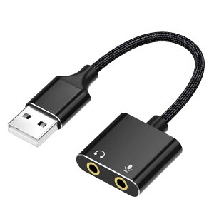 �y���������zLUYING USB �I�[�f�B�I �ϊ��A�_�v�^ �O���X�e���I�T�E���h�J�[�h 3�� USB 3.5mm �C���z��/�}�C�N�W���b�NPS 4/PS 5/PC/�m�[�g�p�\�R���ȂǂɑΉ�����C���z���A�_�v�^ �u���b�N