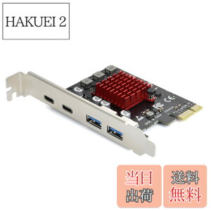 �y���������zELUTENG USB3.1���݃{�[�h 4�{�[�h �y2 USB-A & 2 USB-C�z 5Gbps PCIE�C���^�[�t�F�[�X�J�[�h USB3.0�g���J�[�h PCI-Express3.0�ڑ� PCI-E X1/X4/X8/X16 Windows 11/10/8/7/XP/Vista�Ή�