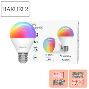 �y���������zORALUCE �X�}�[�g LED�d�� E17���� 40W���� �������F �X�}�[�g���C�g �}���`�J���[ 1600���FRGB �����F-�d���F Alexa/Google Home�Ή� �n�u�s�v ���u���� �戵�������t 2�� LDA5F-E17/2P