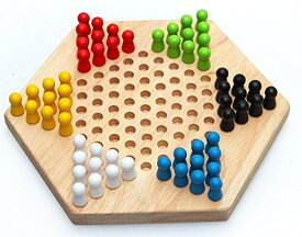 Sasuga 木製 六角 チェッカー ゲーム ボードゲーム 子ども 知育玩具 大人 でも楽しめる 脳トレ おもちゃ (ナチュラル)