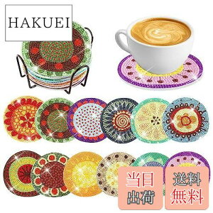 【送料無料】LUCKYBEE ダイヤモンドアート コースター キット DIY ダイヤモンドビーズ 5Dダイヤモンド塗装キットコースター 曼荼羅ダイヤモンド コースター キット手芸キット 初心者 大人 子供