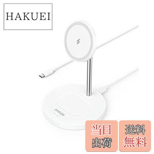 yzAnker PowerWave Magnetic 2-in-1 Stand Lite CX[d USB-CP[u t iPhone 15 / 14 / 13 V[Yp ő7.5Wo zCg