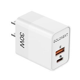 GOLDNEXT 30W PD 急速充電器 USB-A&USB-C 充電器 Type-C 2ポート 高速充電器 PSE技術基準適合/PD3.0/QC3.0/PPS規格対応 タイプC 充電器 (Android/iOS)/タブレット対応 スマホ充電器 iPhone 14 Pro Max/13/12/iPad/SHARP/Pixel/SONY Xperia(ホワイト)