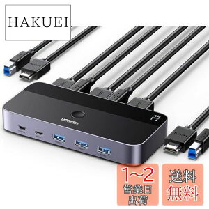 yzUGREEN KVMؑ֊ 21o KVM ؂ւ 4K@60Hz HDMI KVMXCb` hCosv USB3.0 & USB C ؑ֊ L[{[h }EX j^[L USB ZN^[ AVZN^[