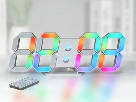 KOSUMOSU 多色デジタル時計 7色LED時計 RGB置き時計 明るさ調整可能な ネオン壁掛け時計 9.7インチリモコン付き 時間表示(12/24時間)/日付/温度(度/?) アラーム機能ACD-210C