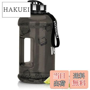 【送料無料】VENNERLI ハーフガロンウォーターボトル 2.2L Lサイズ スポーツウォーターボトル ハンドル付き 72オンス BPAフリー 再利用可能 プラスチックウォータージャグ 漏れ防止 ハイドロボ